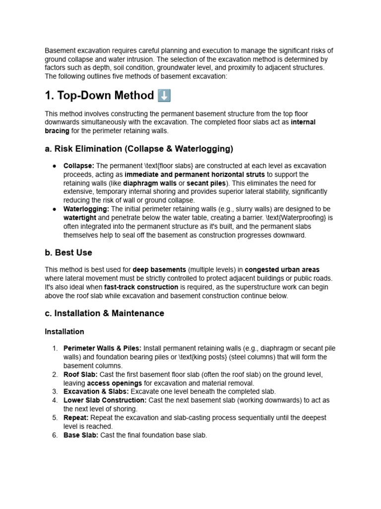 Select at Least Five (5) Methods of Basement Exc... | PDF | Basement ...