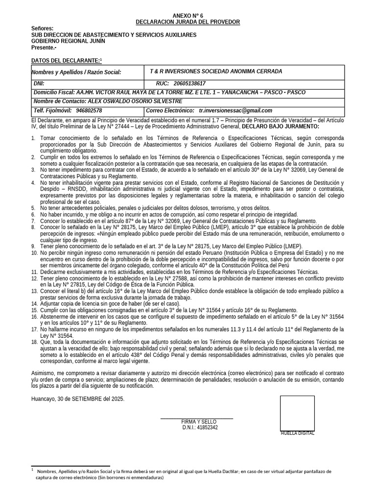 Anexo #De Declaracion Jurada | PDF | Gobierno