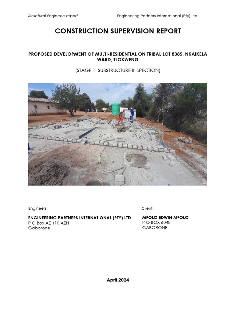 Substructure Inspection Report for Multi-Residential Development | PDF ...