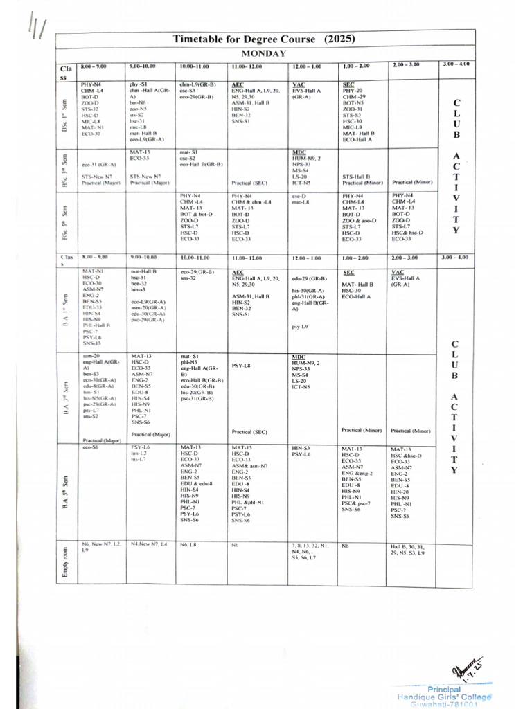 Class Routine | PDF