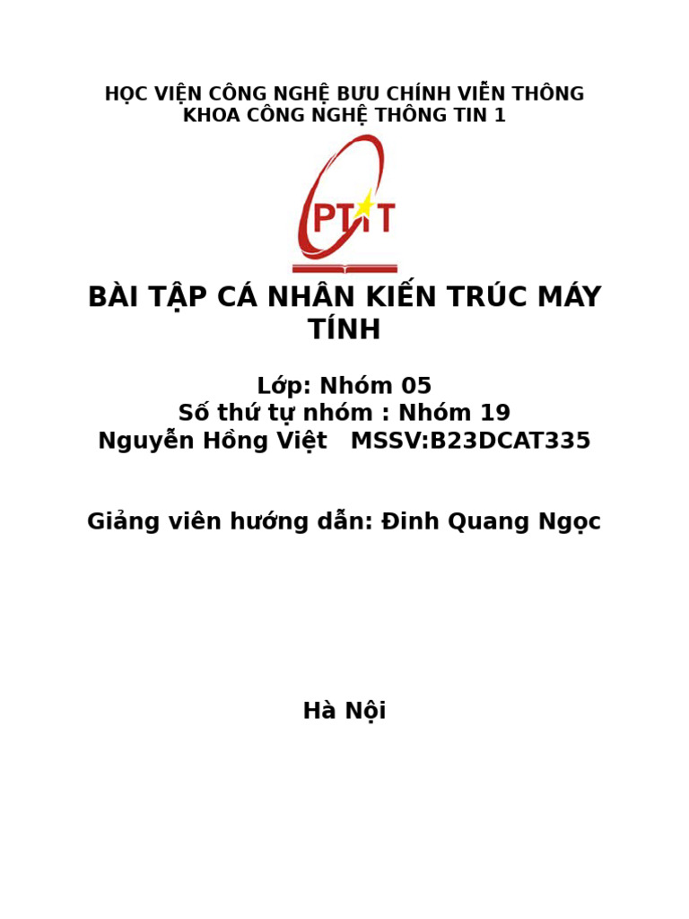 Báo Cáo KTMT Nhóm | PDF