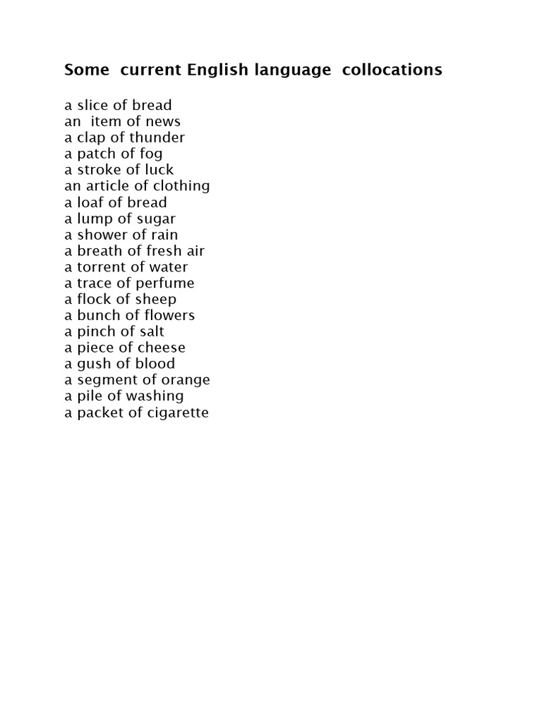 Common English Collocations List | PDF