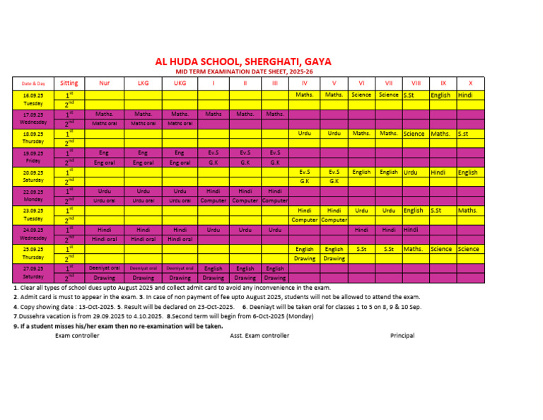 Exam Program Mid Term 2025-26 - Colour | PDF | Chess Openings | Chess ...