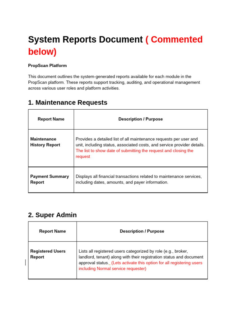 PropScan System Reports Overview | PDF | Lease