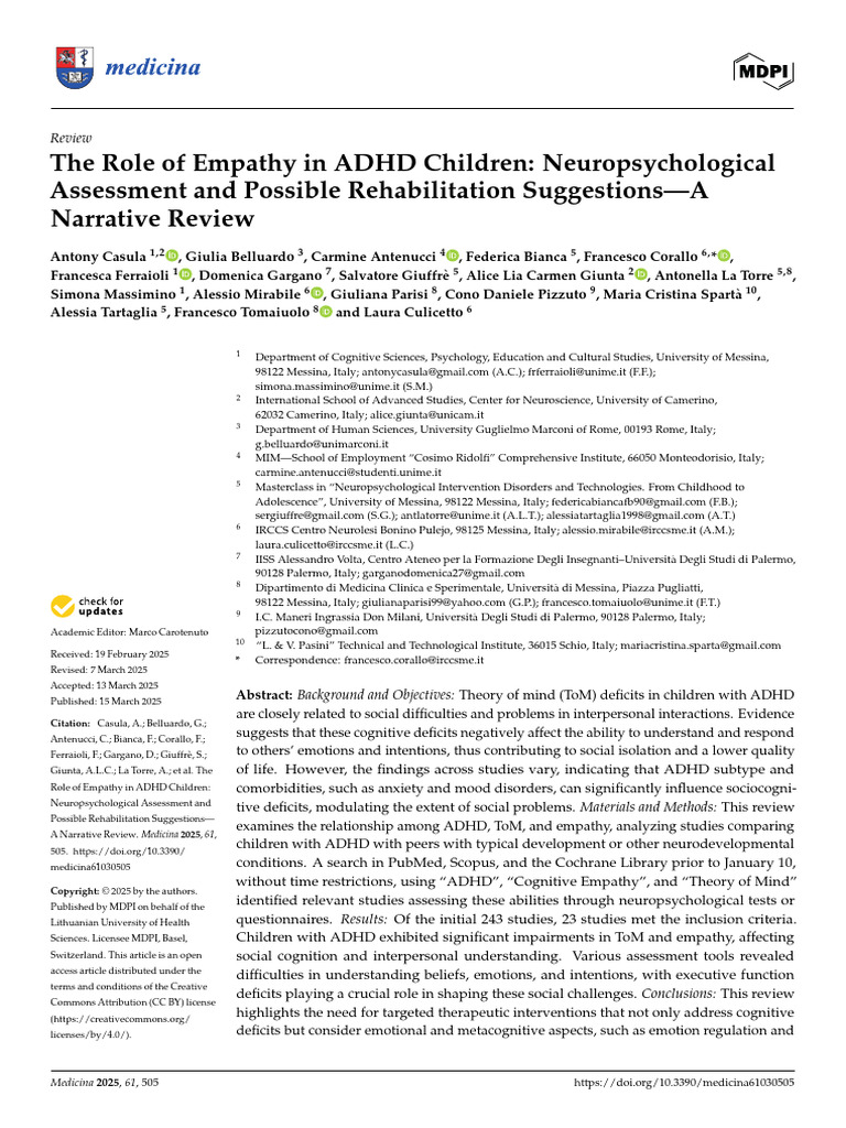 The Role of Empathy in Adhd Children | PDF | Attention Deficit ...
