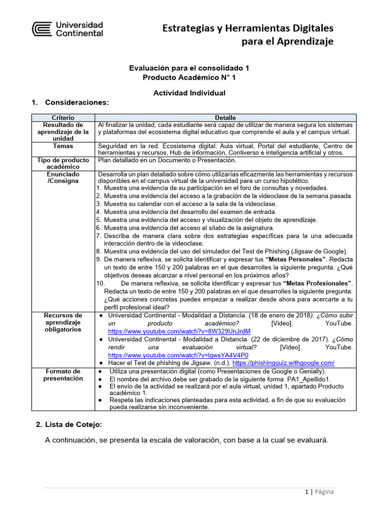 Producto Académico 01 - EHAD | PDF | Aprendizaje | Salón de clases