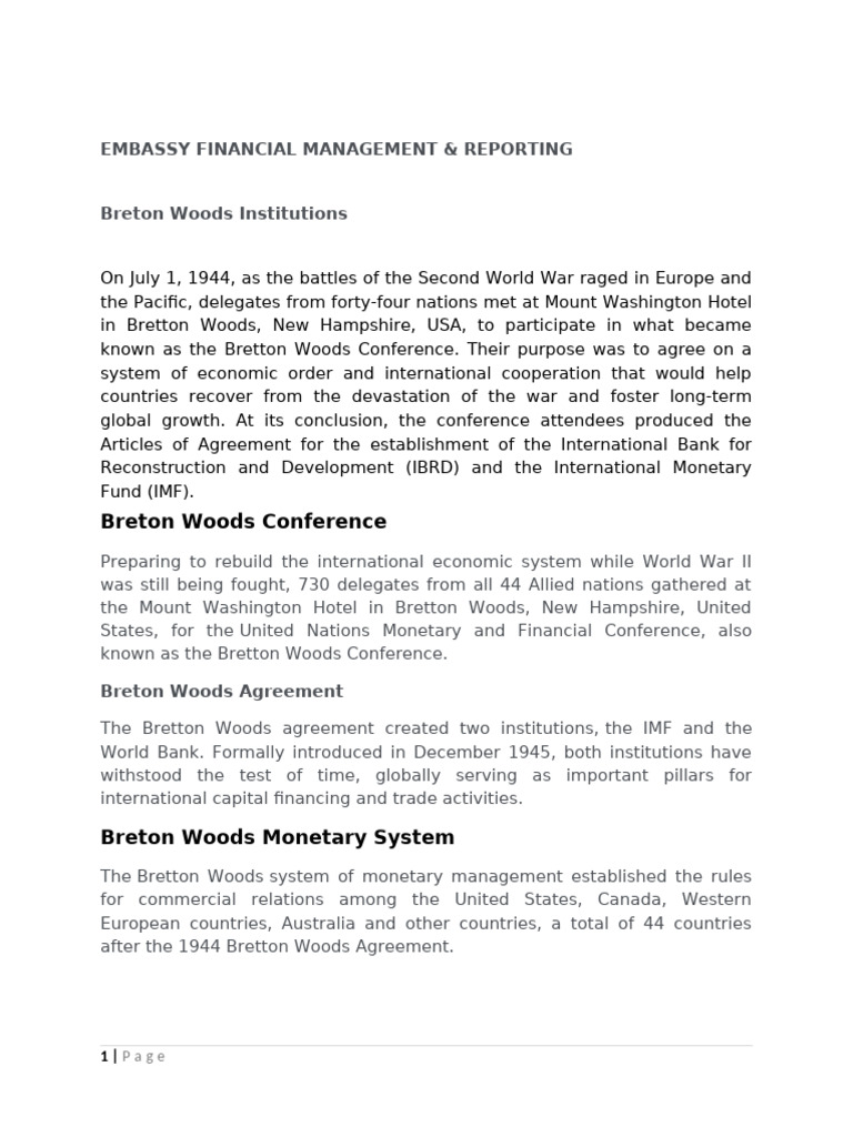 Breton Woods Institutions | PDF | Bretton Woods System | World Bank