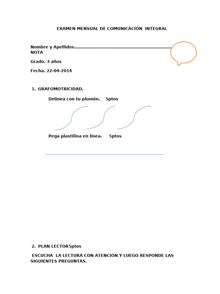Examen Mensual de Comunicación Integral | PDF