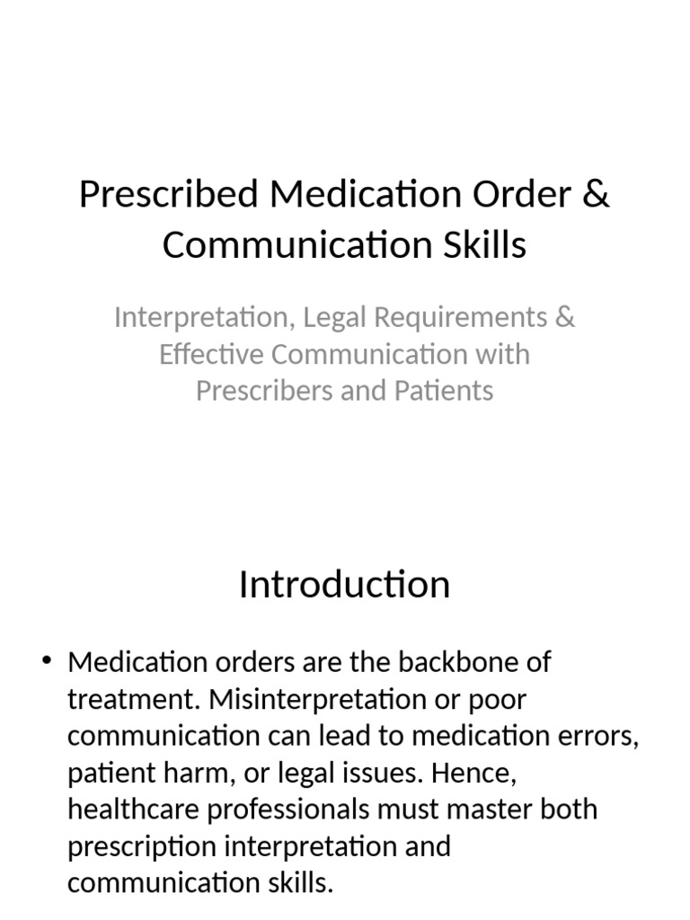Medication Order Communication Skills With Diagrams Ppt | PDF | Medical ...