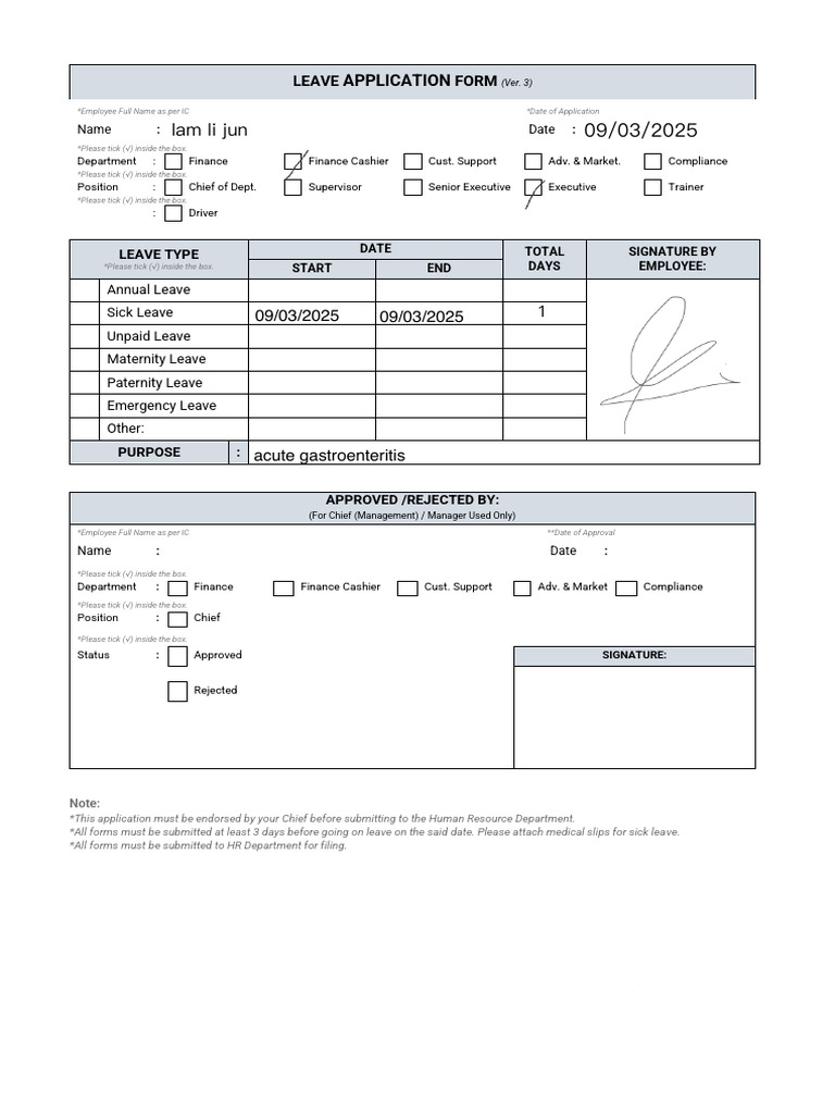 Leave Application Form Template | PDF | Working Conditions ...