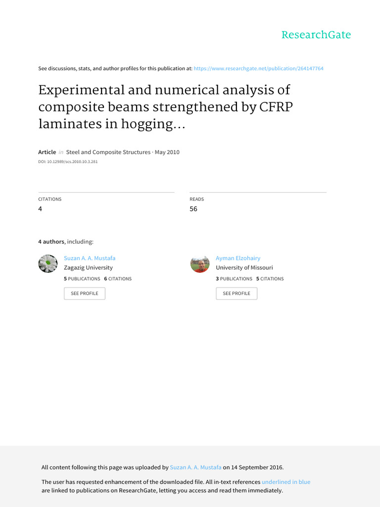 Experimental and Numerical Analysis of Composite Beams Strengthened by ...