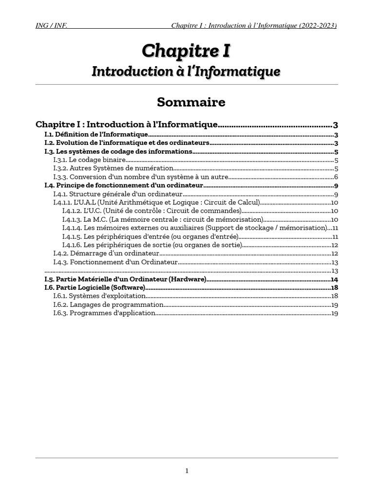 Introduction à l'Informatique 2022-2023 | PDF | Informatique | Système ...
