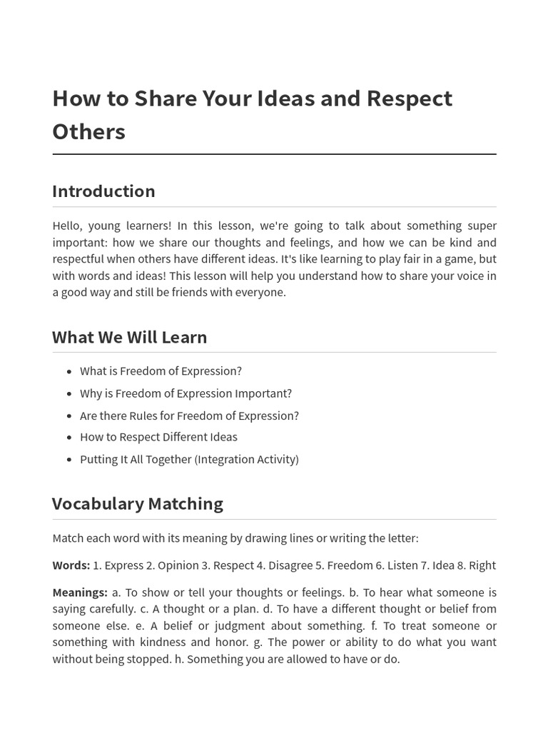 Sharing Ideas with Respect | PDF | Thought | Freedom Of Speech