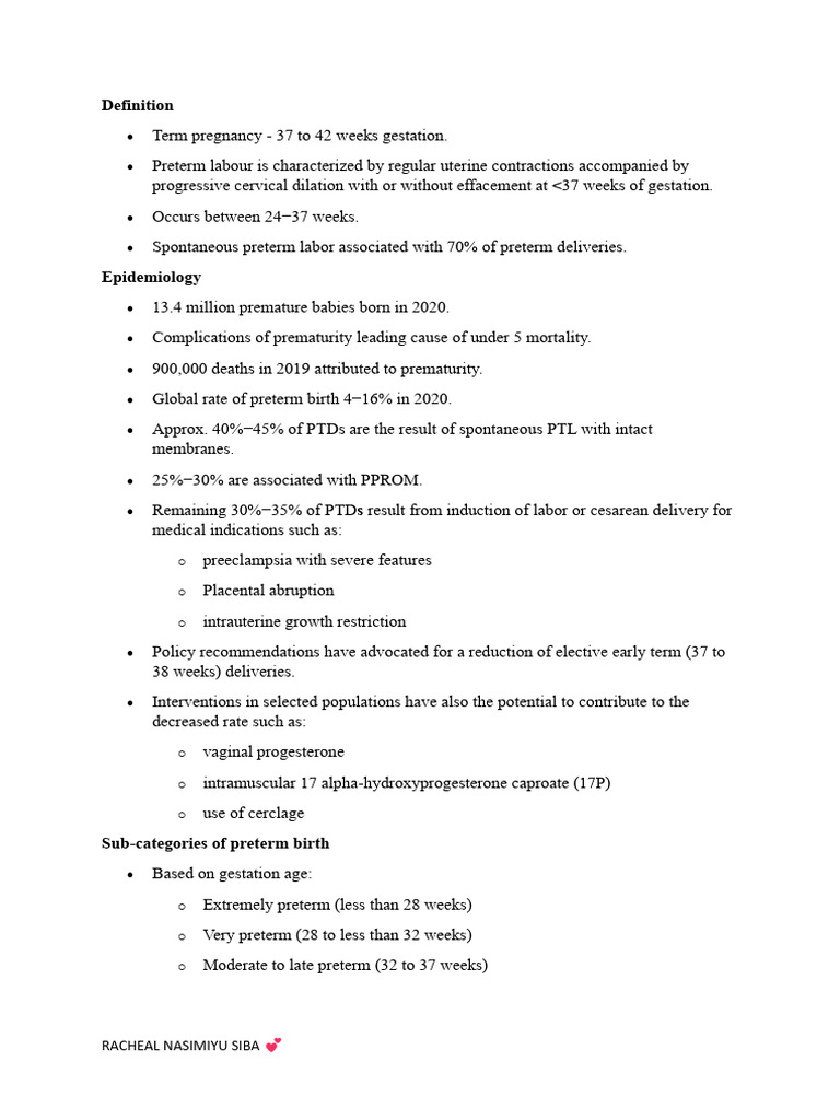 Understanding Preterm Labor Causes & Management | PDF | Preterm Birth ...