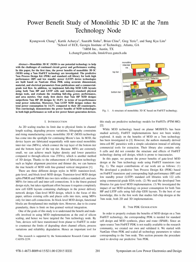 Power Benefits of 7nm Monolithic 3D IC | PDF | Semiconductor Device ...
