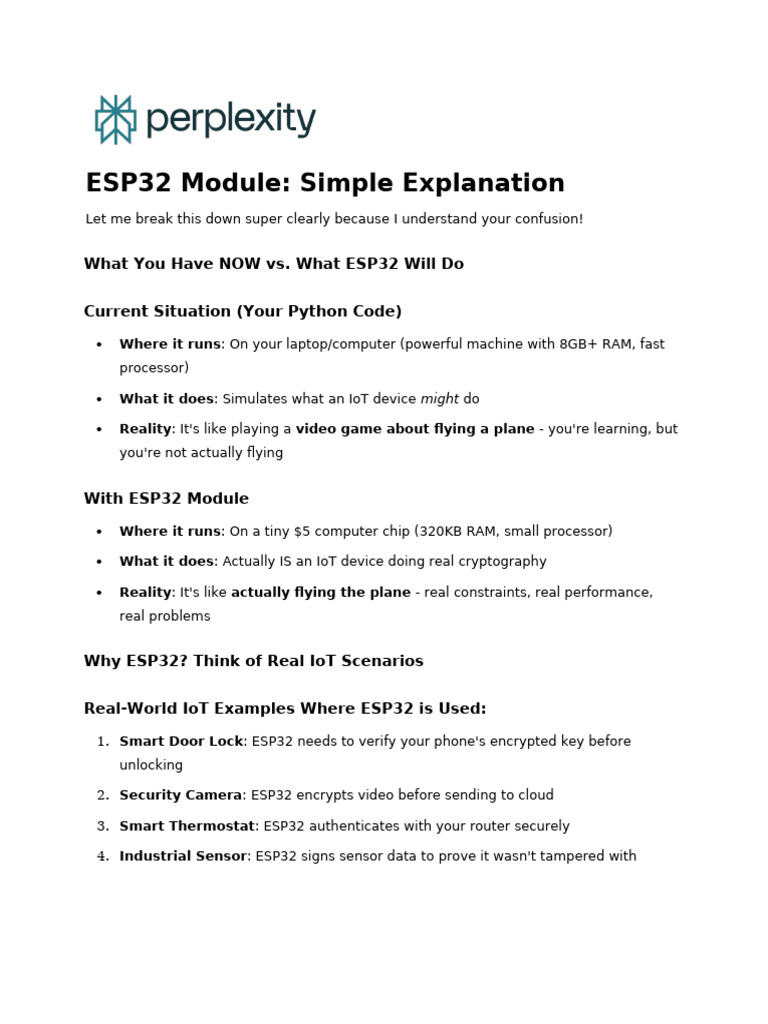 Understanding ESP32 for IoT Projects | PDF | Encryption | Internet Of ...