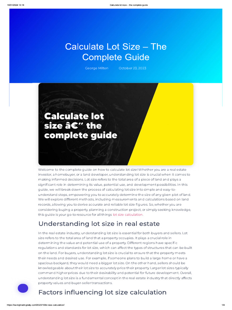 Calculate Lot Size - The Complete Guide | PDF