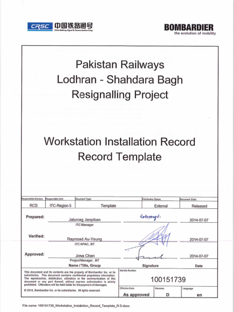 Workstation - Installation - Record - Template - R D | PDF | Computer ...