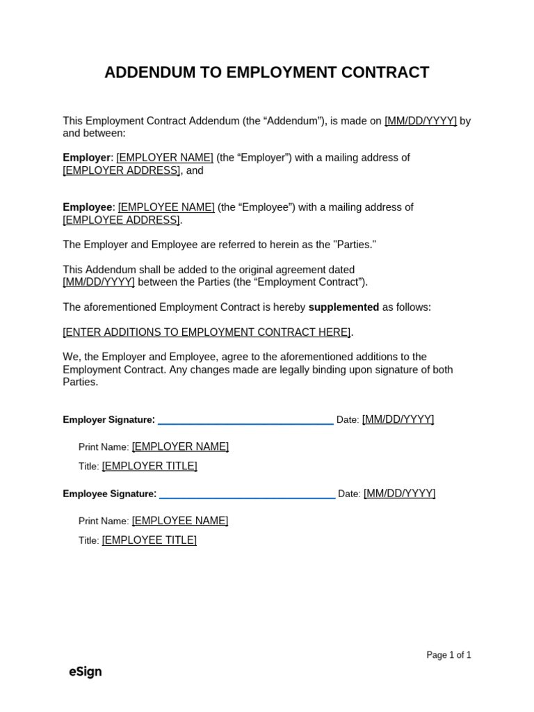 Employment Contract Addendum | PDF