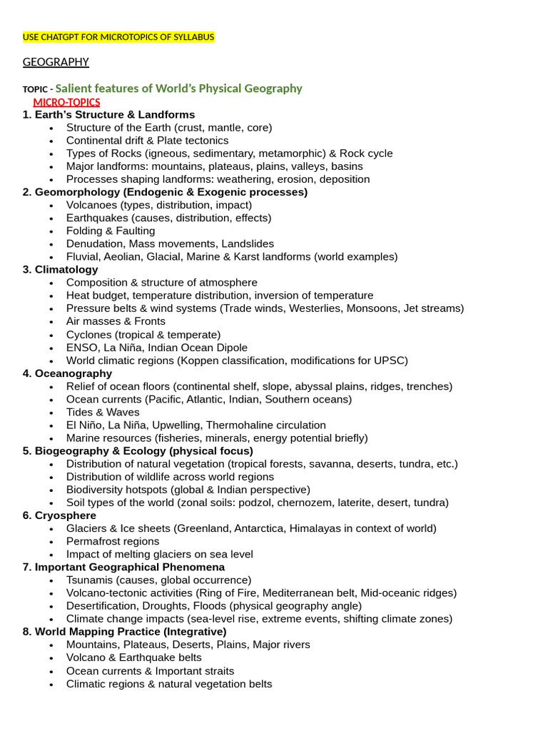 World Physical Geography Syllabus Guide | PDF | Oceans | Earth