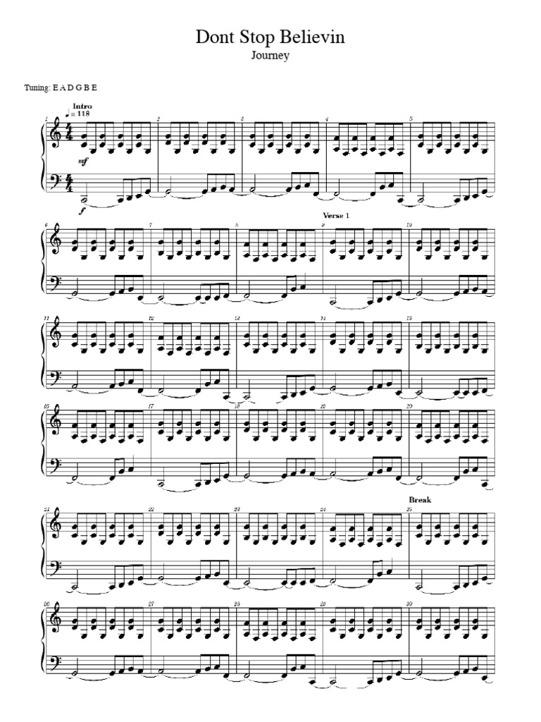 Official Dont Stop Believin Chords & Tabs by Journey @ | PDF