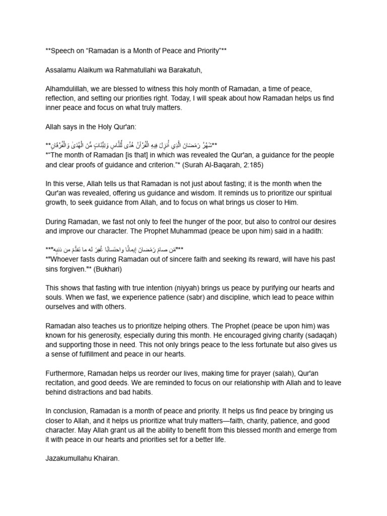 Speech | PDF | Quran | Islam