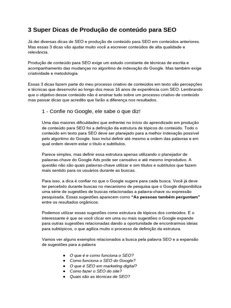 3 Dicas Essenciais para SEO Eficaz | PDF | SEO