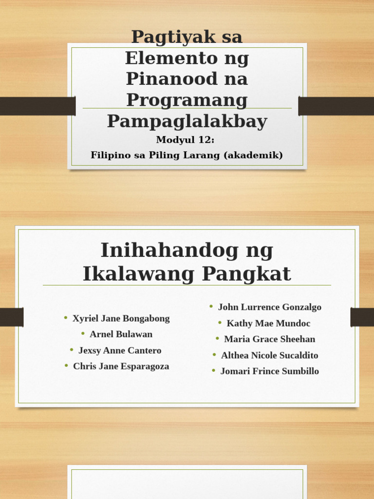 Pagtiyak Sa Elemento NG Pinanood Na Programang Pampaglalakbay | PDF