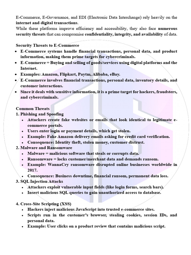 Security Threats in E-Commerce & E-Governance | PDF | Security ...
