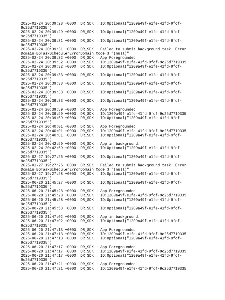 DR_SDK Background Task Errors Log | PDF
