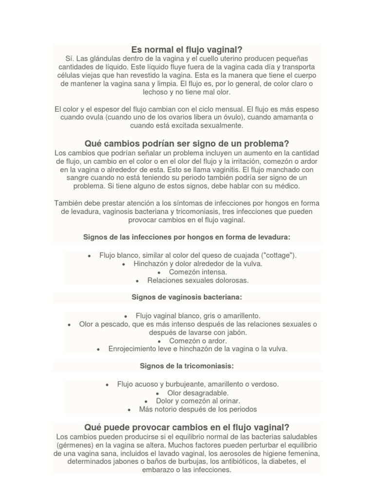 Es Normal El Flujo Vaginal | Descargar gratis PDF | Vagina | La salud ...