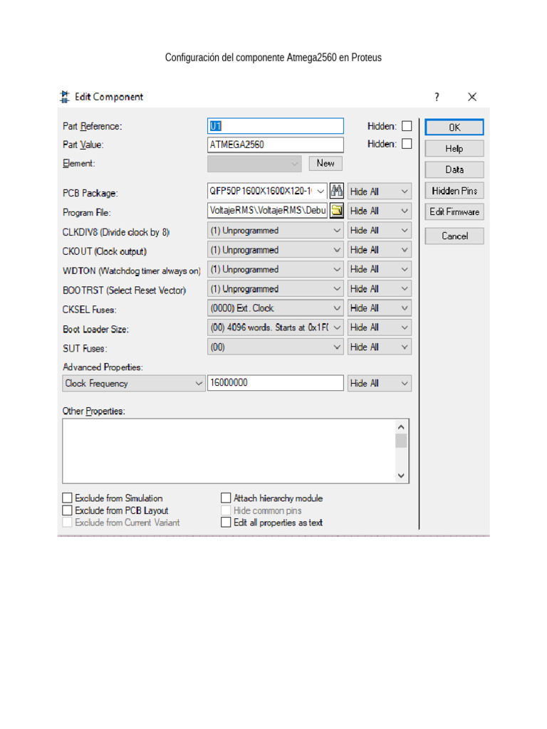 Configuración Del Componente Atmega2560 en Proteus | PDF