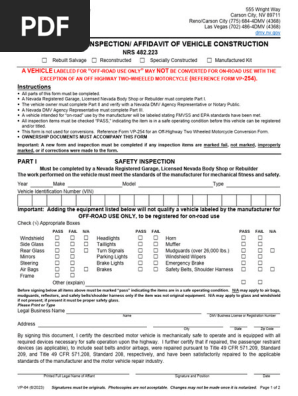 ゆき様ご確認ページ Nevada Vehicle Inspection Affidavit Form | PDF | Affidavit | Seat Belt