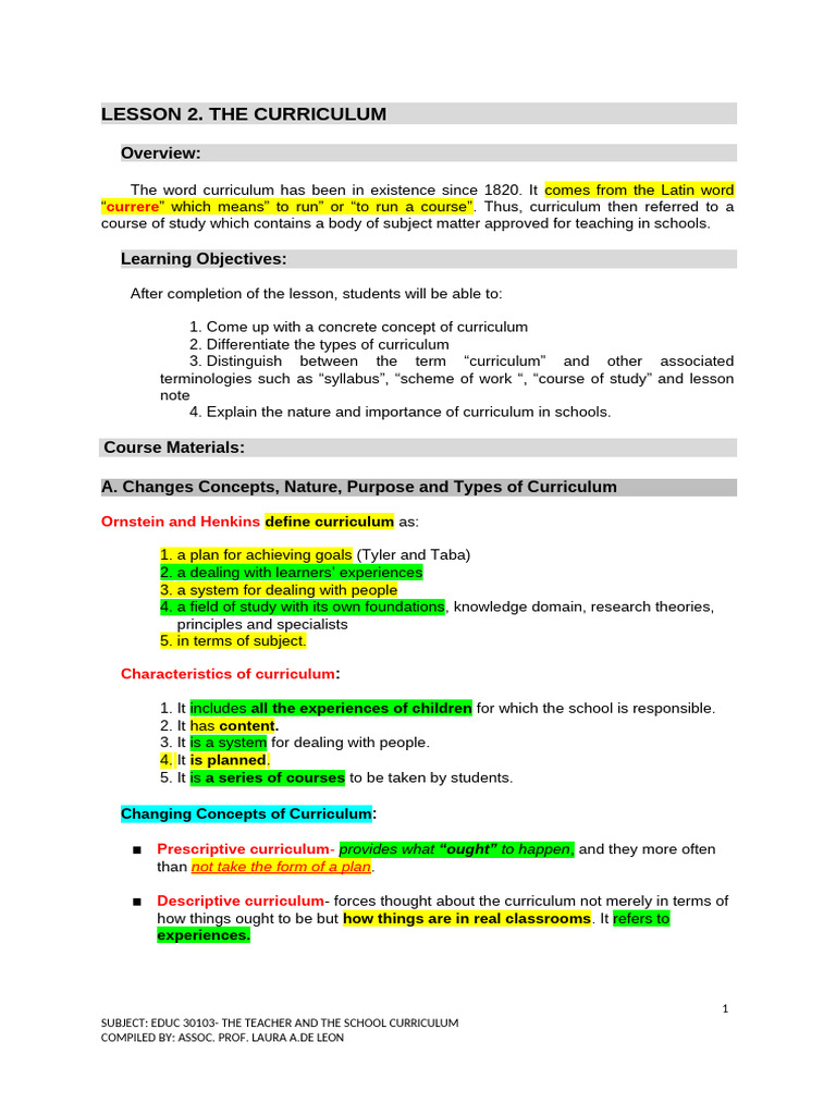 Understanding School Curriculum Basics | PDF | Curriculum ...