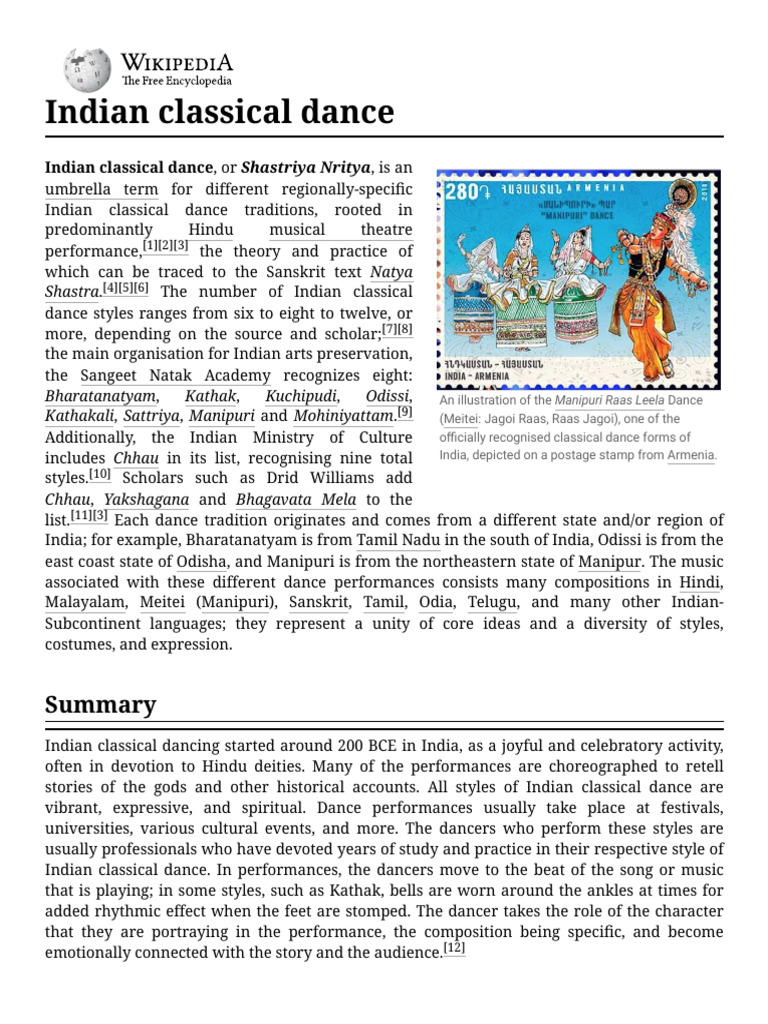 Indian Classical Dance Overview | PDF | Concert Dance | Performing Arts