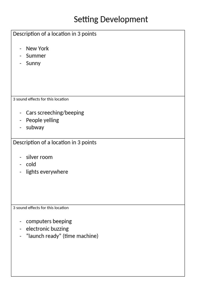 Location Descriptions and Sound Effects | PDF