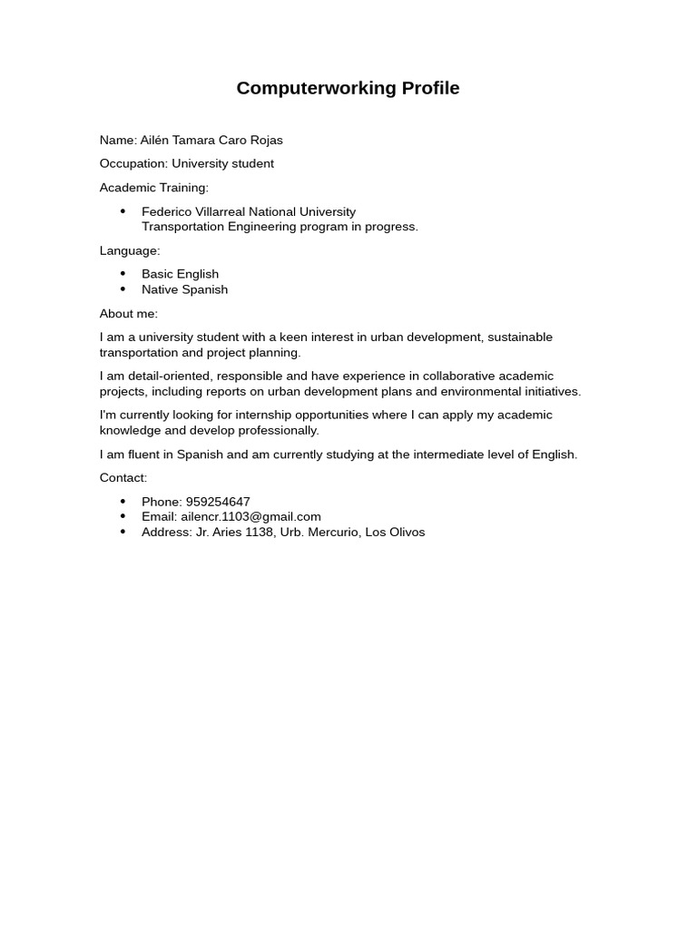 Computerworking Profile | PDF
