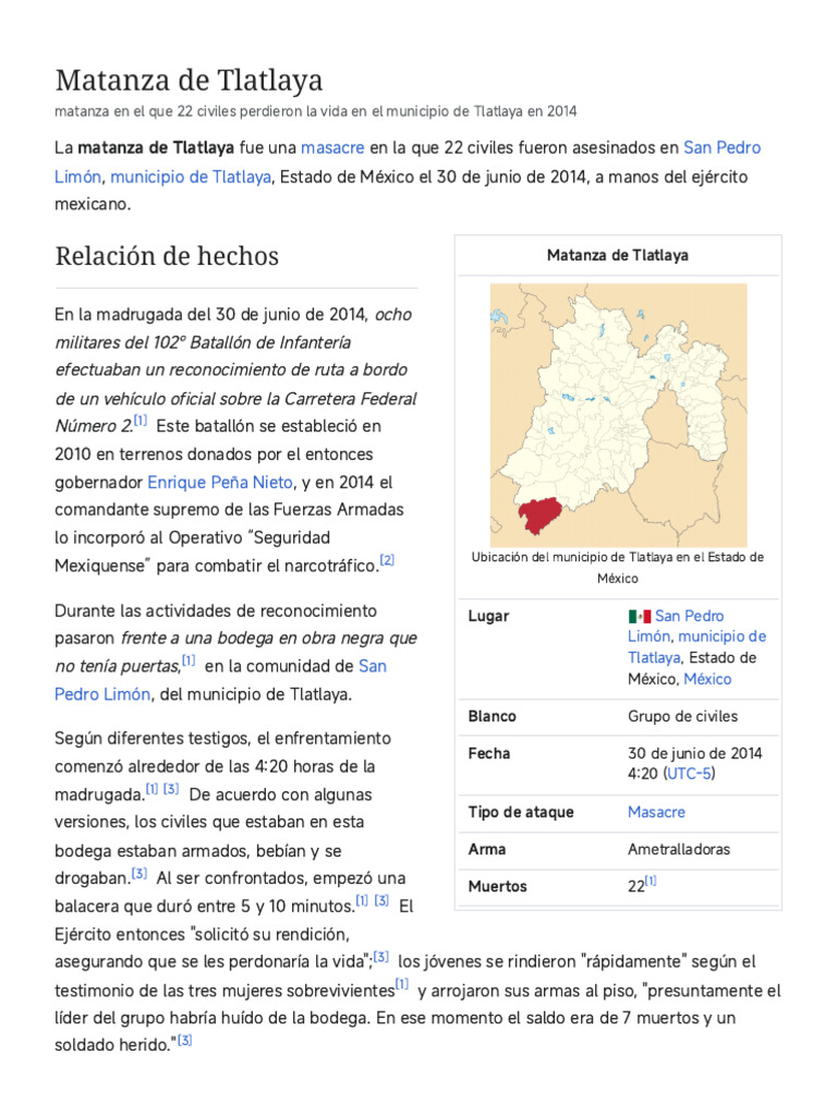Matanza de Tlatlaya - Wikipedia, La Enciclopedia Libre | PDF | México ...