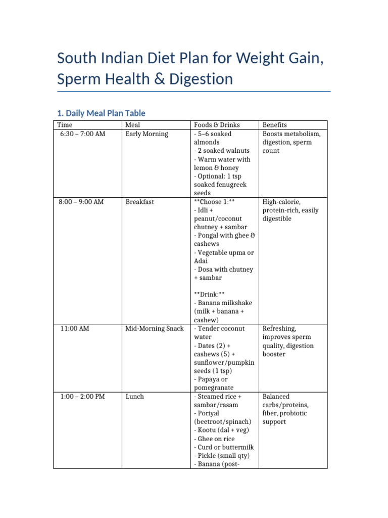 South Indian Diet for Weight Gain & Health | PDF | Indian Cuisine | Foods