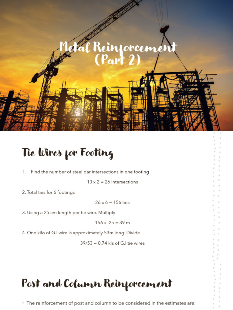 Estimating Metal Reinforcement Quantities | PDF | Beam (Structure) | Column