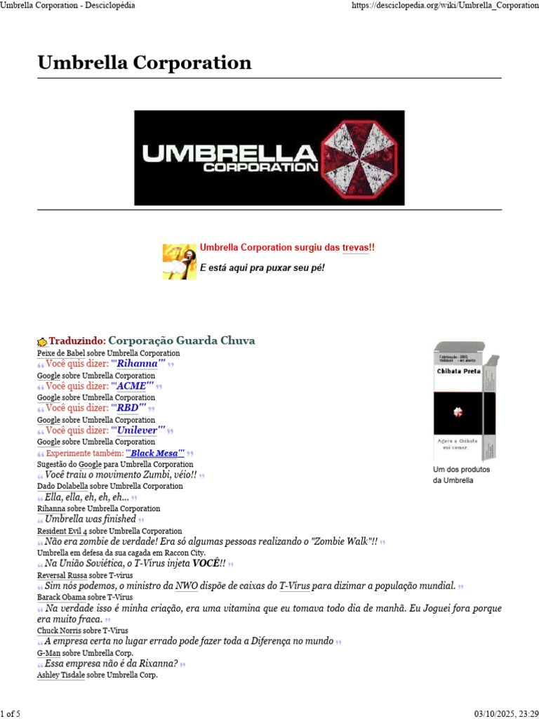 Umbrella Corporation: Mitos e Verdades | PDF