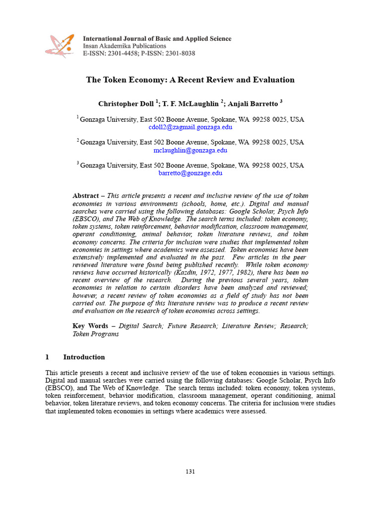 Token Economies: A Comprehensive Review | PDF | Reinforcement ...