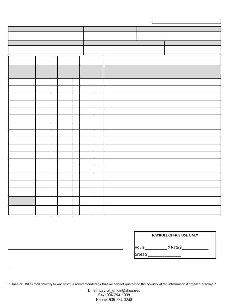 SHSU Personnel Time Report Template | PDF