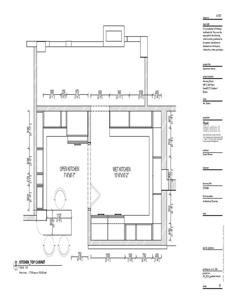 Detailed Kitchen Cabinet Layout Plan | PDF