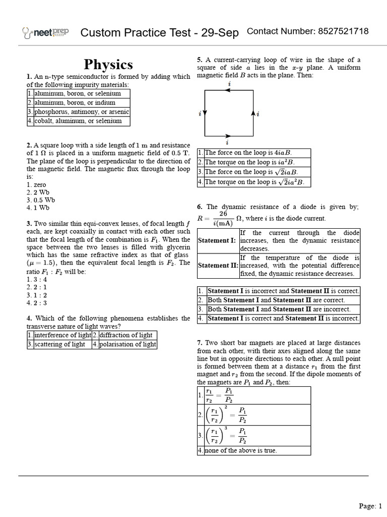 Physics Practice Test Questions | PDF | Photoelectric Effect ...