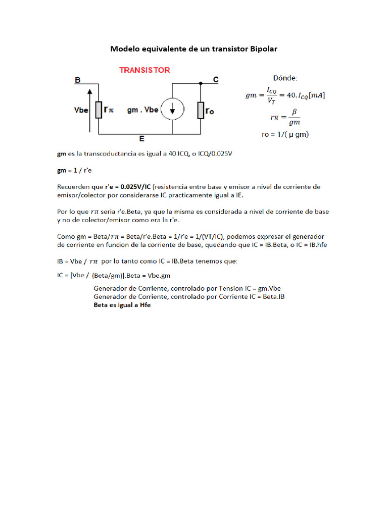U4 Parametros Modelo Equivalente de Transistor | PDF