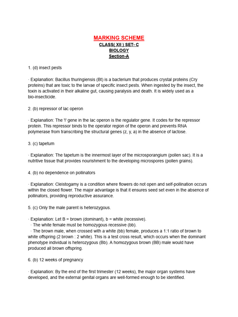 Biology Marking Scheme Class XII | PDF | Messenger Rna | Hiv/Aids