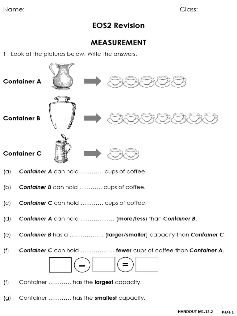 Comparing Container Capacities | PDF | Cooking | Hot Drinks
