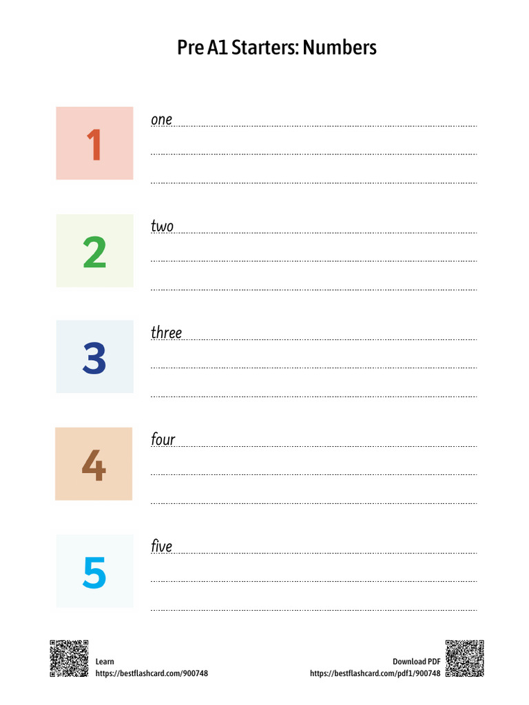Pre A1 Starters: Learn Numbers 1-20 | PDF