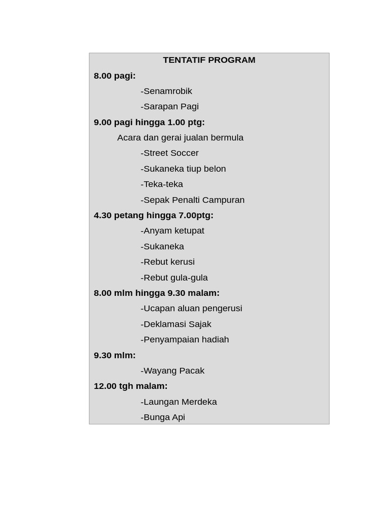 Program Acara Merdeka 2023 | PDF